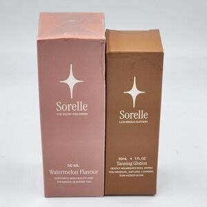 Sorelle Tanning Bundle Watermelon Glow Drink 50ml and Tanning Glotion 30ml New